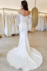 Simple Long Sleeves Mermaid Wedding Dress with Silt-27dress